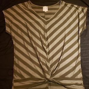 NWOT.Green and silver stripped top